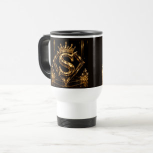 Mug De Voyage Monogramme Diamant Couronne Lettre Dorée Luxueuse