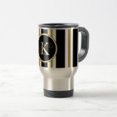 Mug De Voyage Monogramme Elégant Noir & Or Personnalisé (Devant droit)