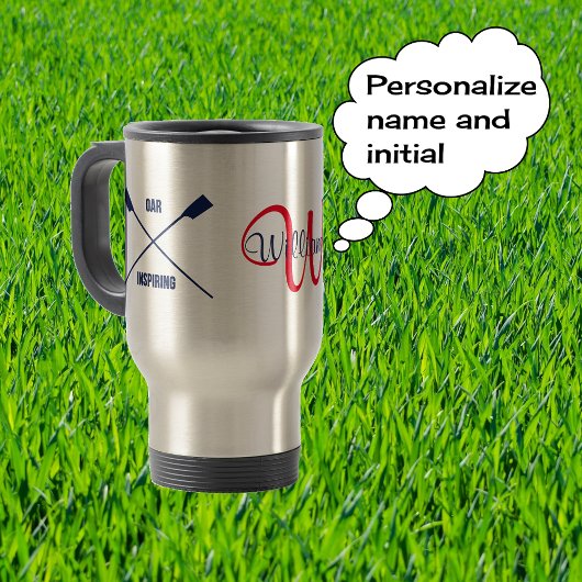 Mug De Voyage Monogramme et nom des aviron croisés