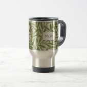 Mug De Voyage Monogramme Feuille vintage vert saule (Devant droit)
