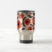 Mug De Voyage Monogramme floral orange et rouge moderne (Centre)