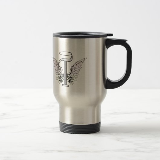 Mug De Voyage Monogramme initial de la lettre T avec des ailes (Droit)