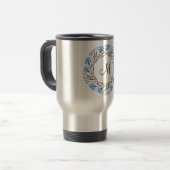 Mug De Voyage Monogramme initial du cercle de Cornflower de poin (Devant gauche)