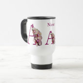 Mug De Voyage Monogramme Initial Élégant A Orchidée Personnalisé (Devant gauche)