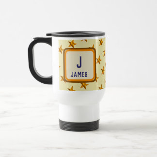 Mug De Voyage Monogramme Initial Gras Étoile Or Prénom
