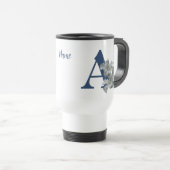 Mug De Voyage Monogramme initiale A personnalisé de fleur d'Hibi (Devant droit)