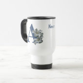 Mug De Voyage Monogramme initiale A personnalisé de fleur d'Hibi (Devant gauche)