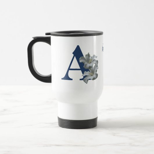 Mug De Voyage Monogramme initiale A personnalisé de fleur d'Hibi (Gauche)