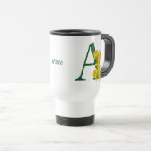 Mug De Voyage Monogramme initiale A personnalisé jonquille (Devant droit)