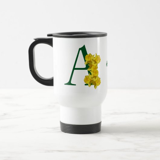 Mug De Voyage Monogramme initiale A personnalisé jonquille (Gauche)