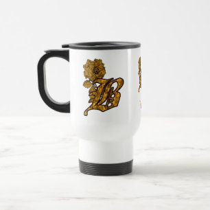 Mug De Voyage Monogramme Initiale B Élégant Pivoine Personnalisé