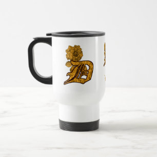 Mug De Voyage Monogramme Initiale D Élégant Pivoine Dorée Person