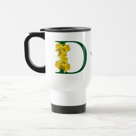 Mug De Voyage Monogramme initiale D narcisse personnalisé (Gauche)