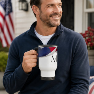 Mug De Voyage Monogramme initiale du drapeau américain patriotiq