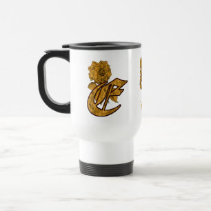Mug De Voyage Monogramme Initiale E Élégant Pivoine Personnalisé