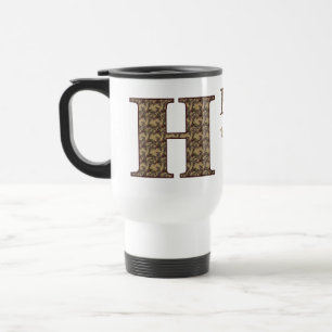 Mug De Voyage Monogramme Initiale H Floral Vintage Personnalisé