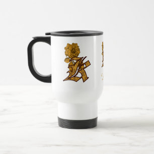 Mug De Voyage Monogramme Initiale K Élégant Péonie Personnalisé