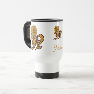 Mug De Voyage Monogramme Initiale N Or Paonée Personnalisé