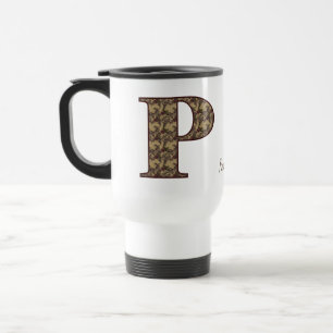Mug De Voyage Monogramme Initiale P Floral Vintage Personnalisé