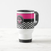 Mug De Voyage Monogramme Jennifer R de Chevron de roses indien (Devant droit)