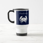 Mug De Voyage Monogramme Marine Bleu Crabe Blanc Nautique (Gauche)