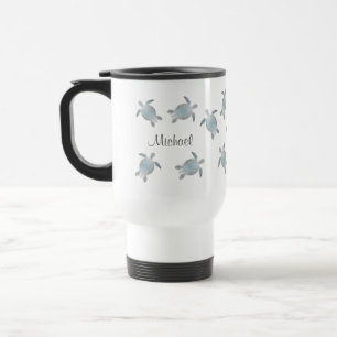 Mug De Voyage Monogramme maritime côtier des tortues marines ar