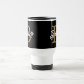Mug De Voyage Monogramme moderne élégant Nom Black Gold Script (Centre)