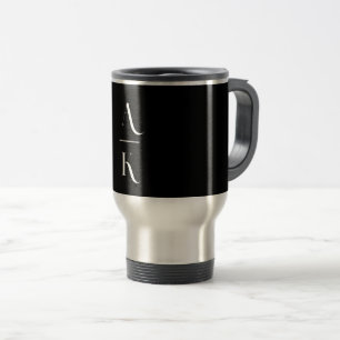 Mug De Voyage monogramme moderne noir et blanc