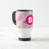 Mug De Voyage Monogramme Motif de pastèque rose (Devant gauche)