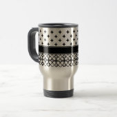 Mug De Voyage Monogramme noir blanc Quatrefoil (Devant gauche)