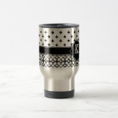 Mug De Voyage Monogramme noir blanc Quatrefoil (Centre)