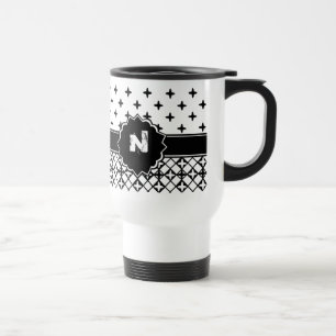 Mug De Voyage Monogramme noir blanc Quatrefoil