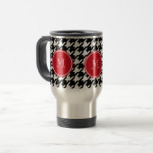 Mug De Voyage Monogramme noir et blanc de rouge de pied-de-poule (Devant gauche)