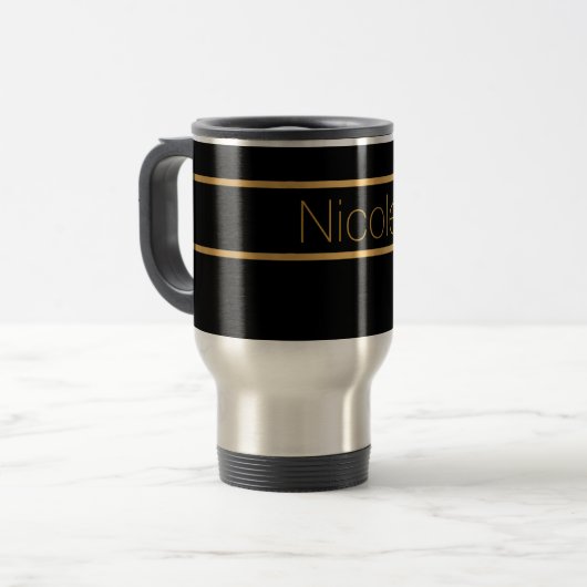 Mug De Voyage monogramme noir et or (Devant gauche)