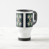 Mug De Voyage Monogramme personnalisé initial nom Rose pêche (Devant droit)