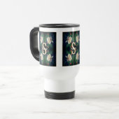 Mug De Voyage Monogramme personnalisé initial nom Rose pêche (Devant gauche)