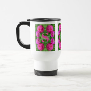 Mug De Voyage Monogramme personnalisé initial nom Zinnias roses