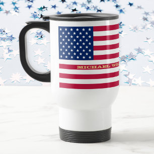 Mug De Voyage Monogramme personnalisé Patriotic USA American Fla