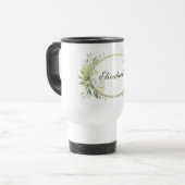 Mug De Voyage Monogramme Personnalisé Sage Green Botanique (Devant gauche)