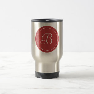 Mug De Voyage Monogramme rond Aurora Rouge/Point Blanc