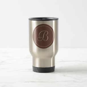 Mug De Voyage Monogramme Rond Cognac/Point Blanc