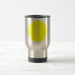 Mug De Voyage Monogramme Rond Jaune/Point Blanc