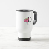 Mug de voyage Monogramme Rose Azalea (Devant droit)
