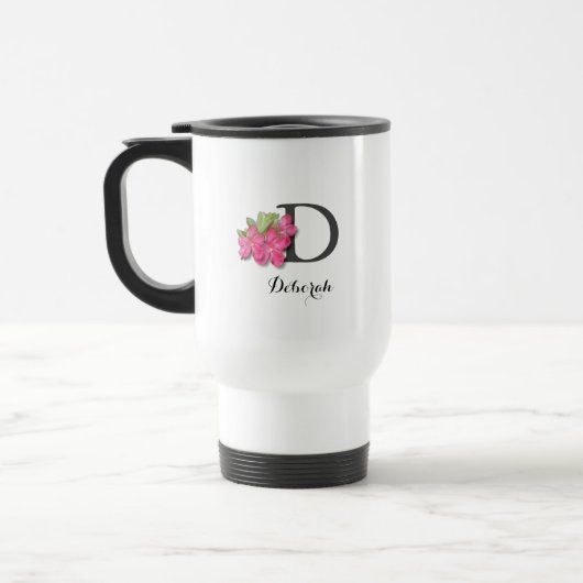 Mug de voyage Monogramme Rose Azalea (Gauche)