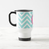 Mug De Voyage Monogramme rose chevron bleu clair tendance (Gauche)