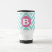 Mug De Voyage Monogramme rose chevron bleu clair tendance (Centre)