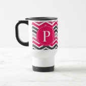 Mug De Voyage Monogramme rose gris gris clair Chevron (Gauche)