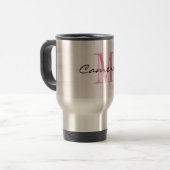 Mug De Voyage Monogramme rose initial et nom personnalisé (Devant gauche)