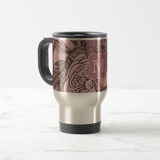 Mug De Voyage Monogramme rose pâle Rose (Devant gauche)