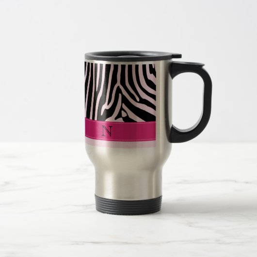Mug De Voyage monogramme rose zèbre tendance (Droit)